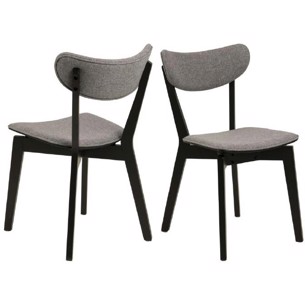 2 stk Roxby Spisebordsstole | Grå stof med sort